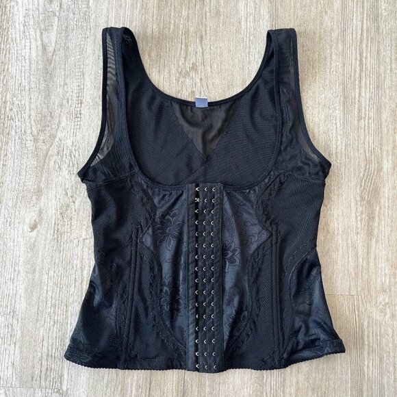 Womens Corset Close Black Tank Top - 3X - Picture 1 of 6